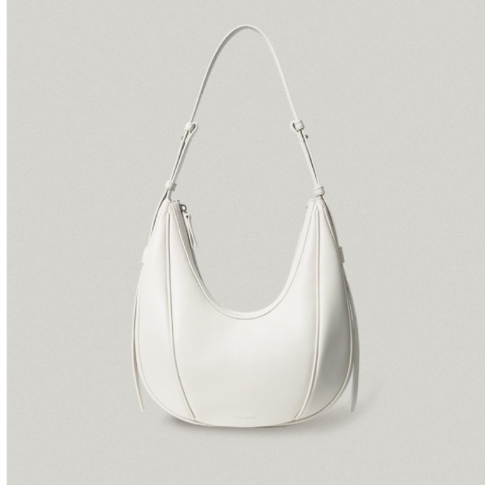 Folnua 3-way premium leather Oval Hobo Shoulder Bag in Light Gray